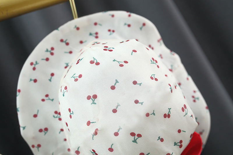 Baby Girl Cherry Princess Dress Puff Sleeve Bow