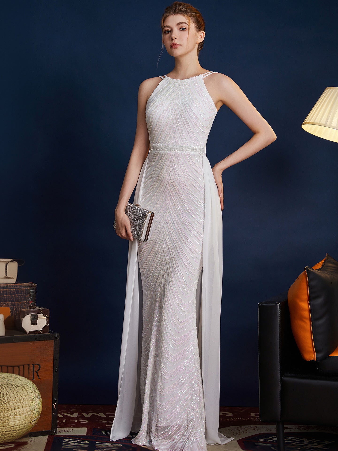 High-end elegant evening gown for brides, wedding banquets Dress (