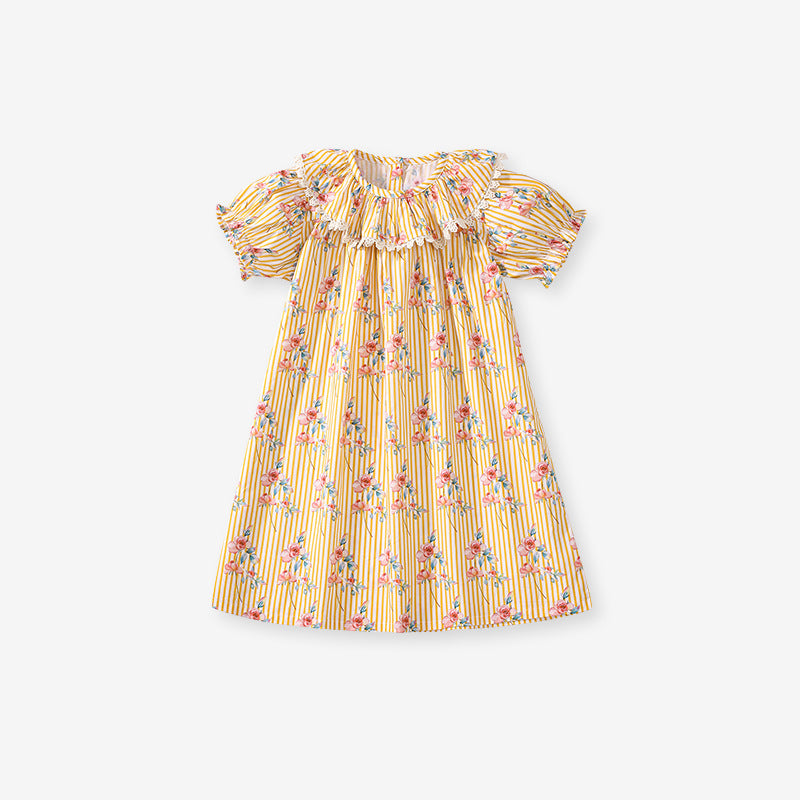 Summer Girls' Short Sleeve Dress Cotton