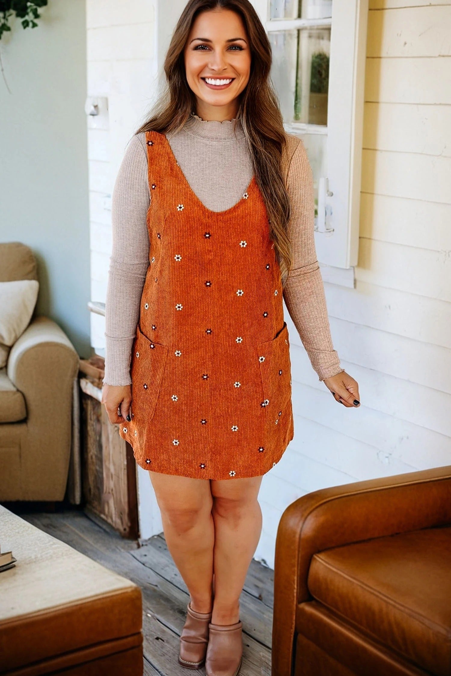 Women's Casual Printed Loose Corduroy Skirt