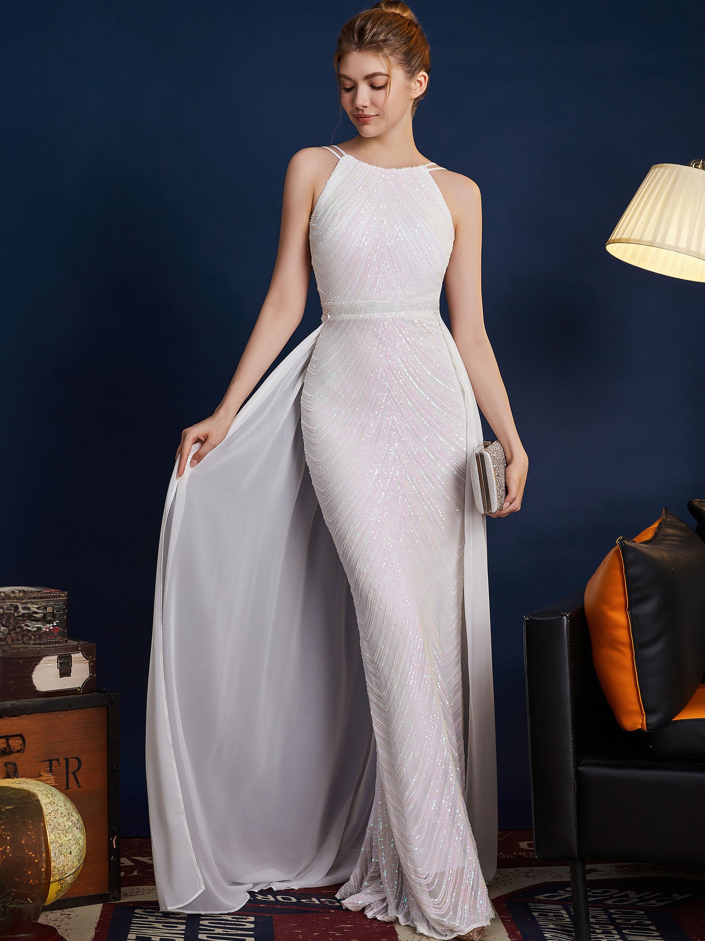 High-end elegant evening gown for brides, wedding banquets Dress (