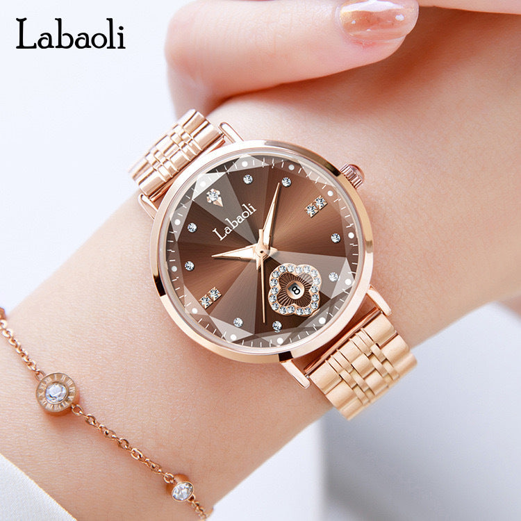 Labooli new steel strap women's  waterproof wristwatch