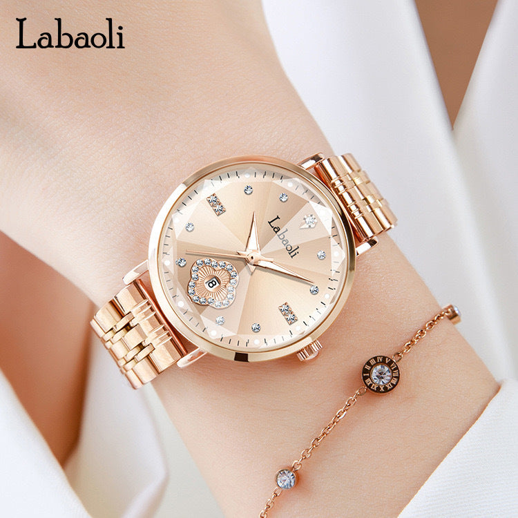 Labooli new steel strap women's  waterproof wristwatch
