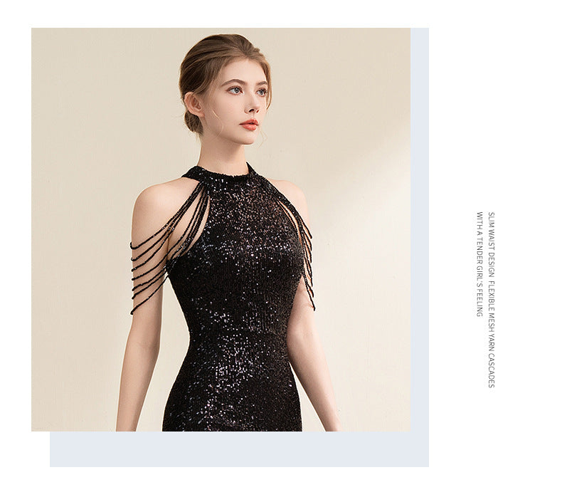 High-end elegant evening gown for brides, wedding banquets Dress