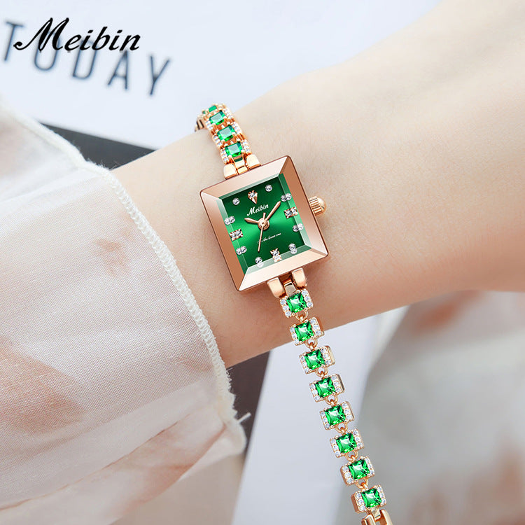 Meibin brand women's high-end fashion bracelet watches, waterproof, square watches
