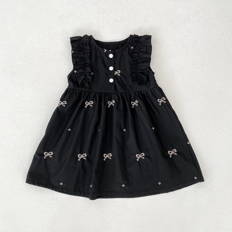 Children's Dress Bowknot Embroidered Girl Baby Romper