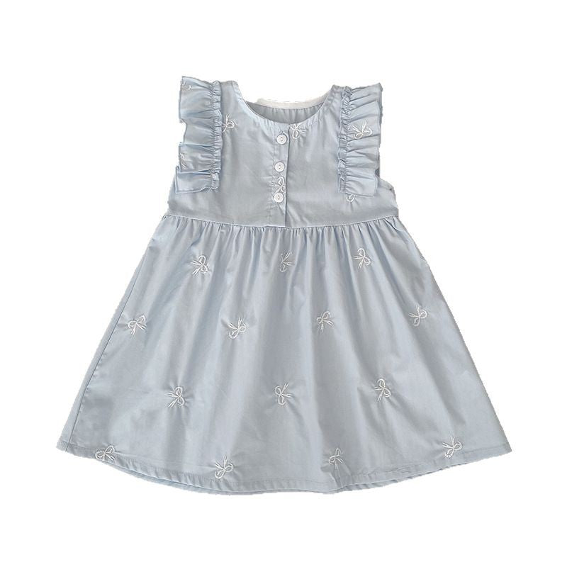 Children's Dress Bowknot Embroidered Girl Baby Romper
