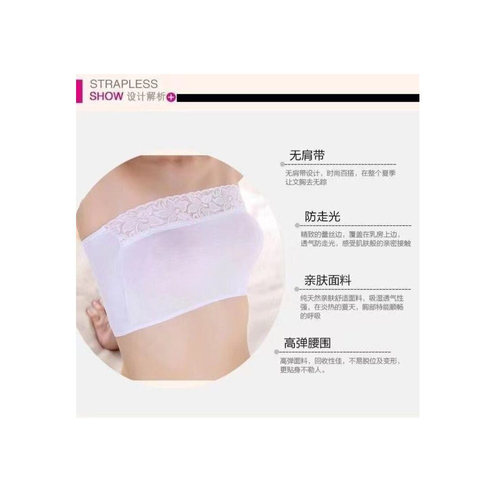 Lace strapless lingerie for women strapless off the shoulder fashionable base anti glare white short style one piece large size inside