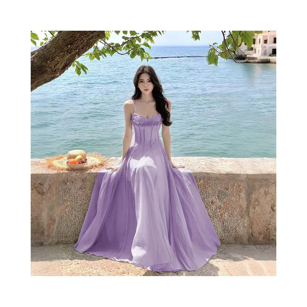 Dopamine Purple Dress 2025 New Style Popular This Year Extremely Beautiful Yunnan Seaside Chiffon Vacation image 0