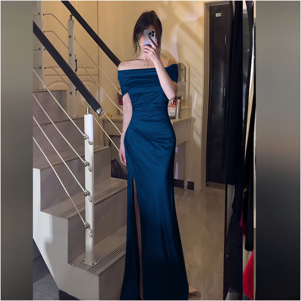 One shoulder bridal toast dress light luxury dress women s high end temperament socialite banquet host fish tail long skirt image 2
