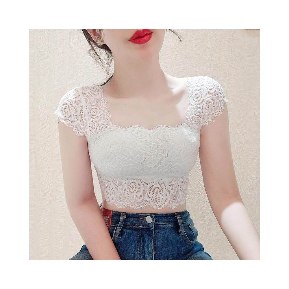 Square collar lace camisole vest women s beautiful back anti glare inner layer bottom layer top short style slimming versatile in summer image 0