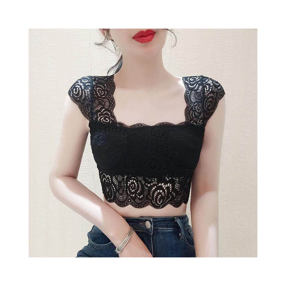 Square collar lace camisole vest women s beautiful back anti glare inner layer bottom layer top short style slimming versatile in summer image 1