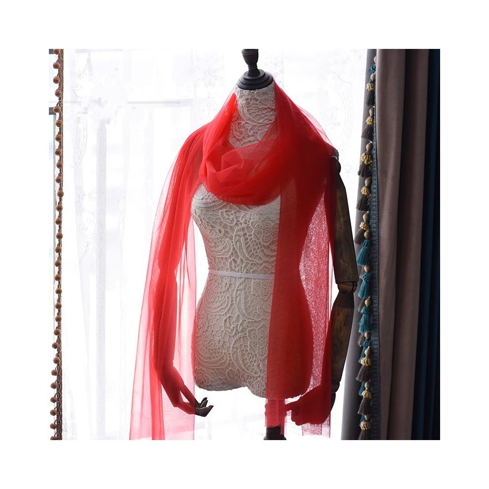Long burgundy bridal scarf silk scarf ribbon neck veil shawl wedding dress morning robe travel photography accessories