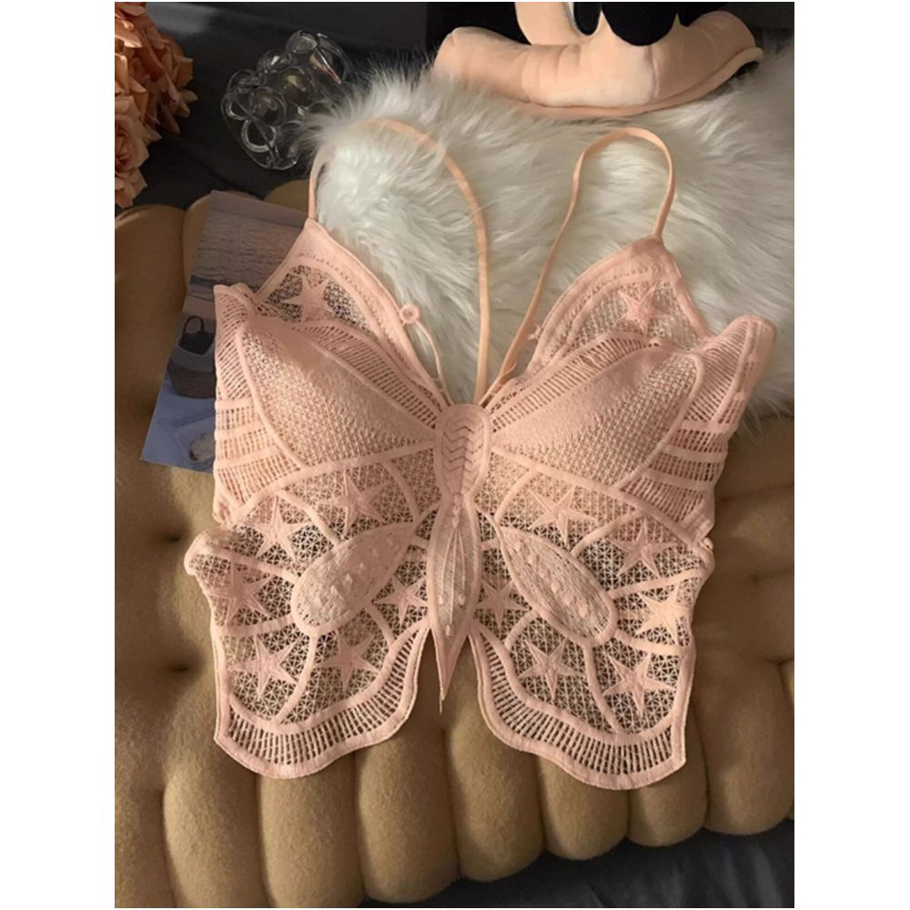 Ankola Red Sexy Strapless Butterfly Camisole Vest for Women Summer Inner Wear Beautiful Backless Bra with Padded Chest Top image 1
