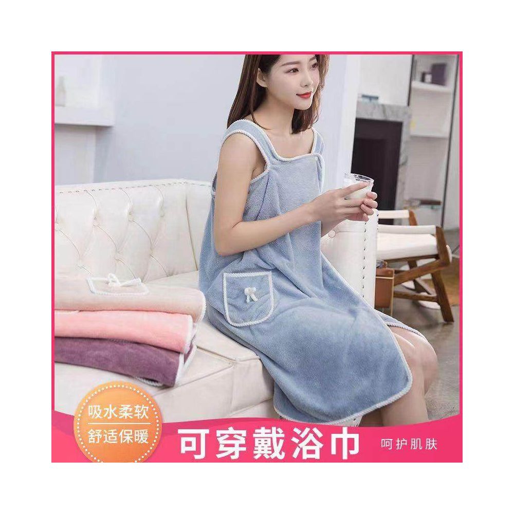 Women s bath towel not 100 cotton but absorbent and quick drying can be worn or wrapped bathrobe style long new style image 2