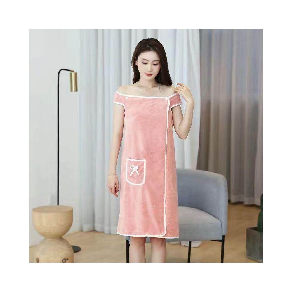 Women s bath towel not 100 cotton but absorbent and quick drying can be worn or wrapped bathrobe style long new style image 3