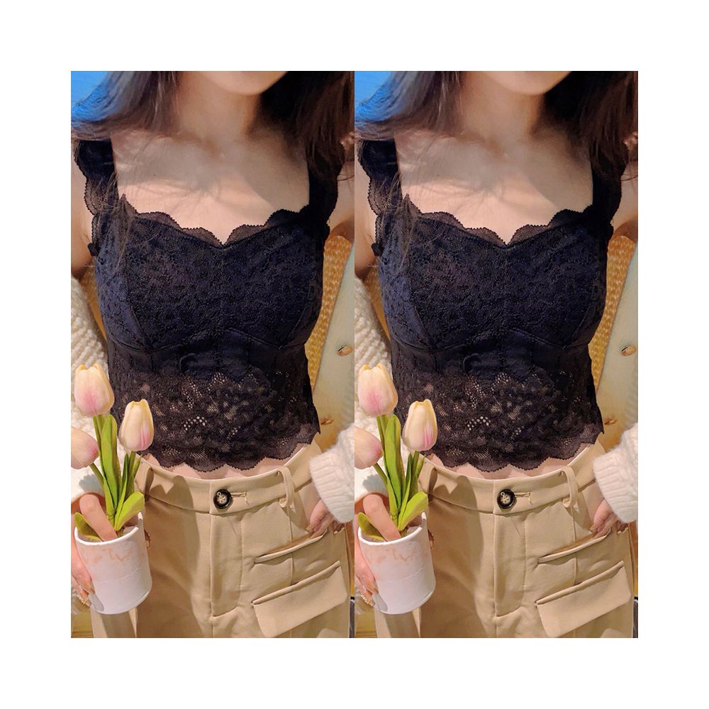 White pure desire small camisole vest for women with chest cushion for inner and outer wear lace backless base short sleeveless top for summer