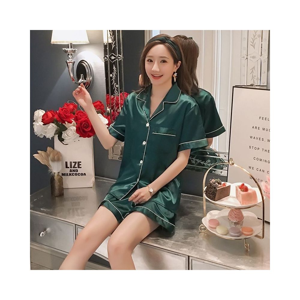 Pajamas women s ice silk spring and autumn long sleeves loose and thin styles large sizes women s sexy can be worn as outerwear