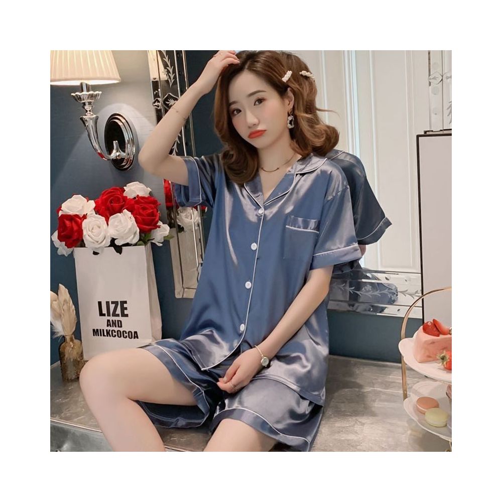 Pajamas women s ice silk spring and autumn long sleeves loose and thin styles large sizes women s sexy can be worn as outerwear