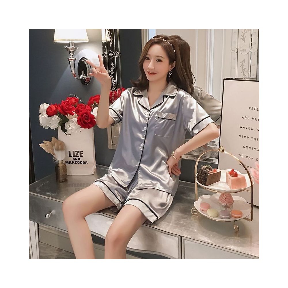 Pajamas women s ice silk spring and autumn long sleeves loose and thin styles large sizes women s sexy can be worn as outerwear