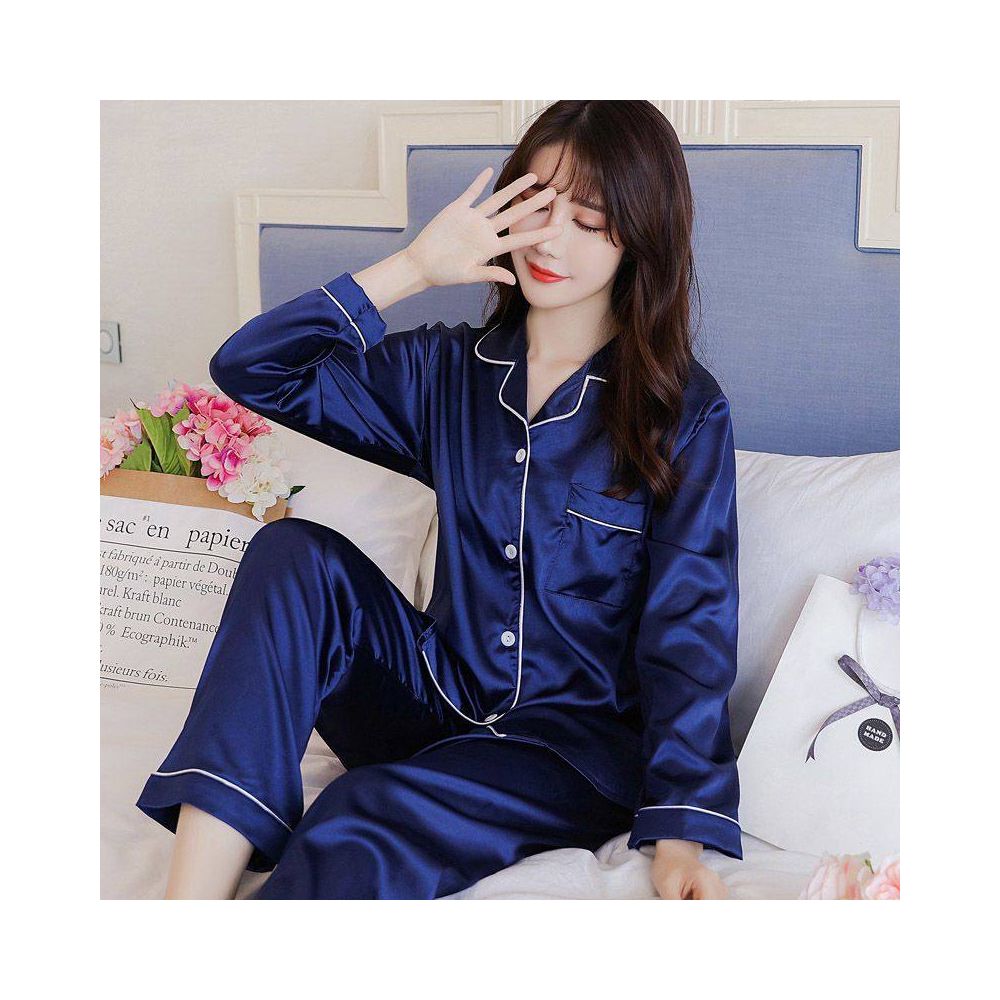 Pajamas women s ice silk spring and autumn long sleeves loose and thin styles large sizes women s sexy can be worn as outerwear