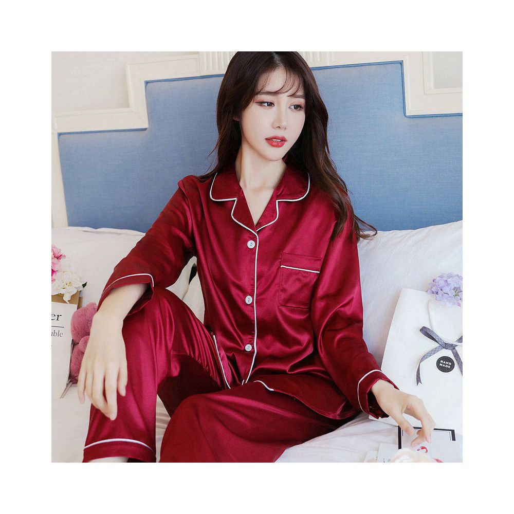 Pajamas women s ice silk spring and autumn long sleeves loose and thin styles large sizes women s sexy can be worn as outerwear