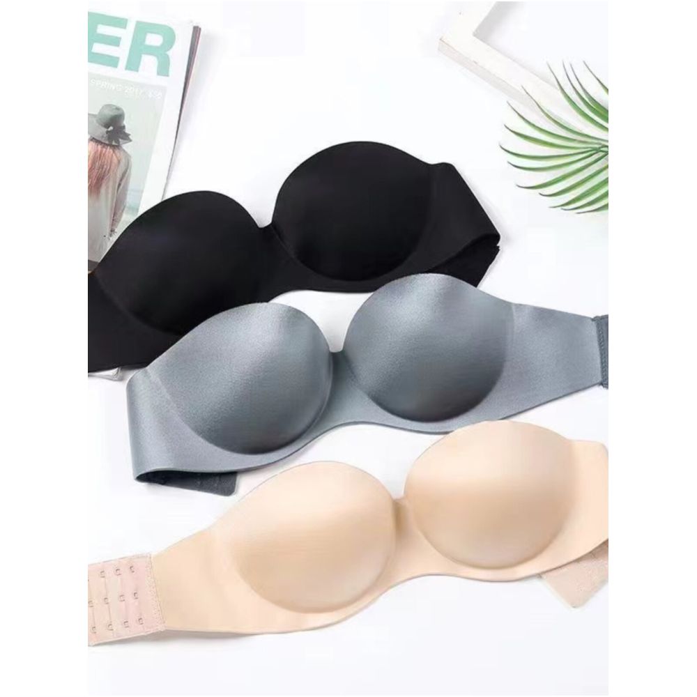 Strapless bra women s autumn new item no steel ring gathered around the chest no trace no shoulder strap sexy and beautiful back bra image 1