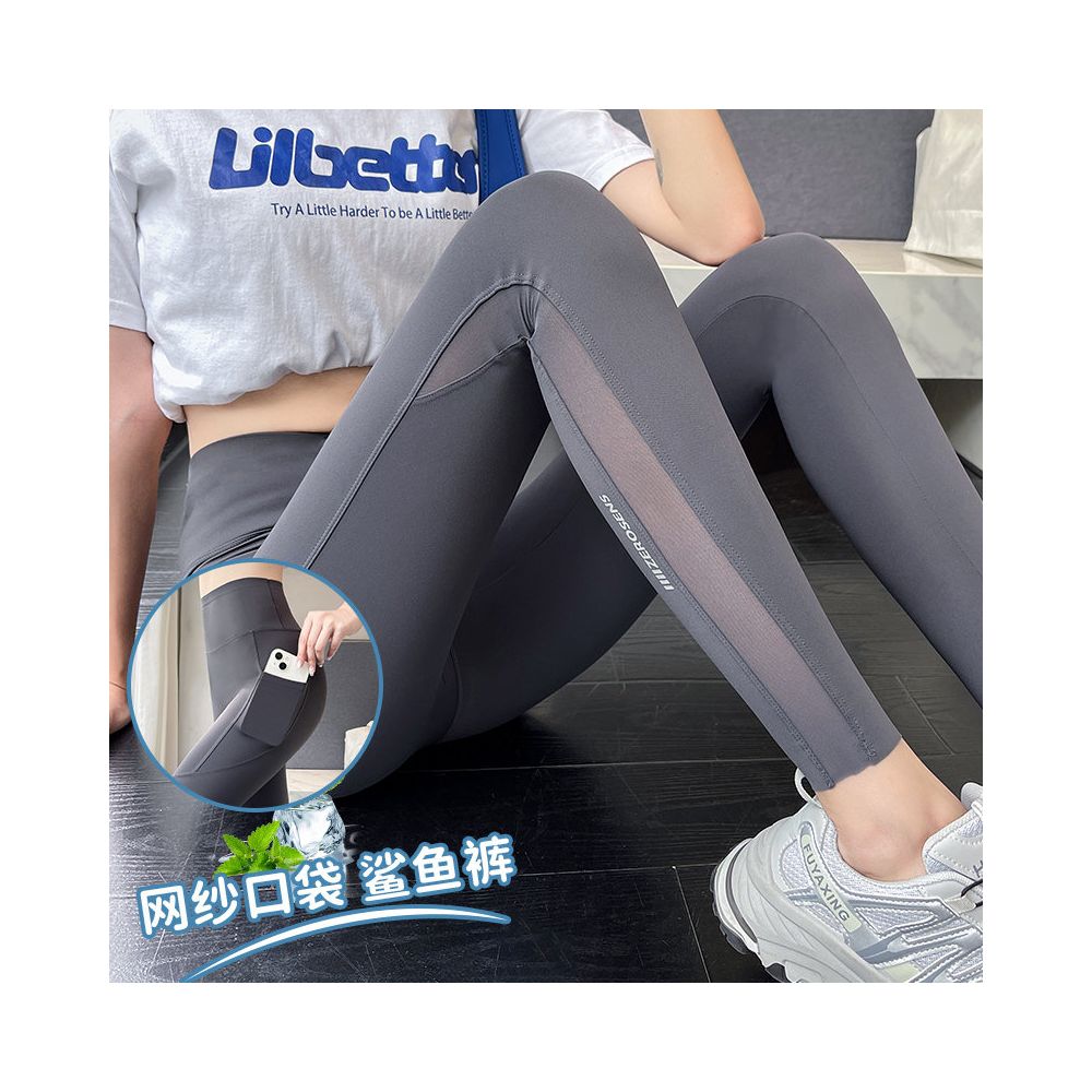 Shark pants 2025 new summer thin women s outerwear pocket mesh abdominal tightening and hip lifting yoga new comparison cycling inner pants image 1