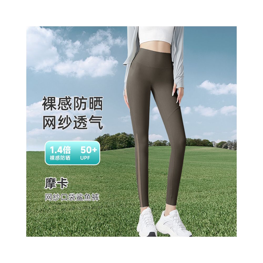 Shark pants  summer thin women s outerwear pocket mesh abdominal tightening and hip lifting yoga new comparison cycling inner pants