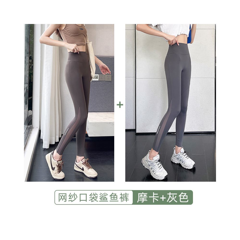 Shark pants  summer thin women s outerwear pocket mesh abdominal tightening and hip lifting yoga new comparison cycling inner pants