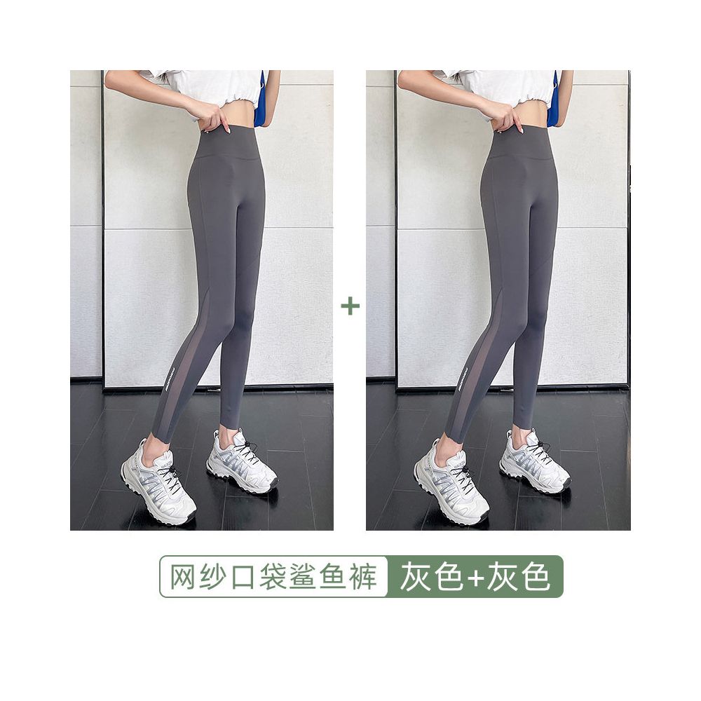Shark pants  summer thin women s outerwear pocket mesh abdominal tightening and hip lifting yoga new comparison cycling inner pants