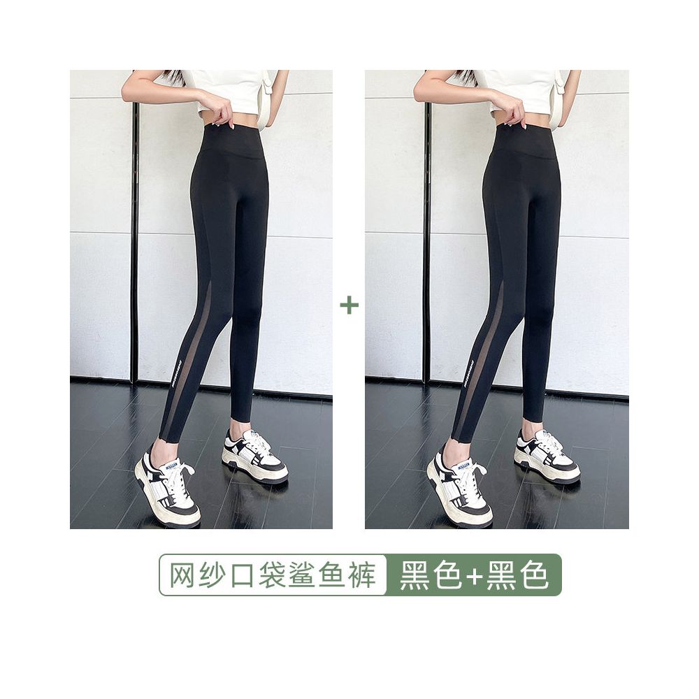 Shark pants  summer thin women s outerwear pocket mesh abdominal tightening and hip lifting yoga new comparison cycling inner pants