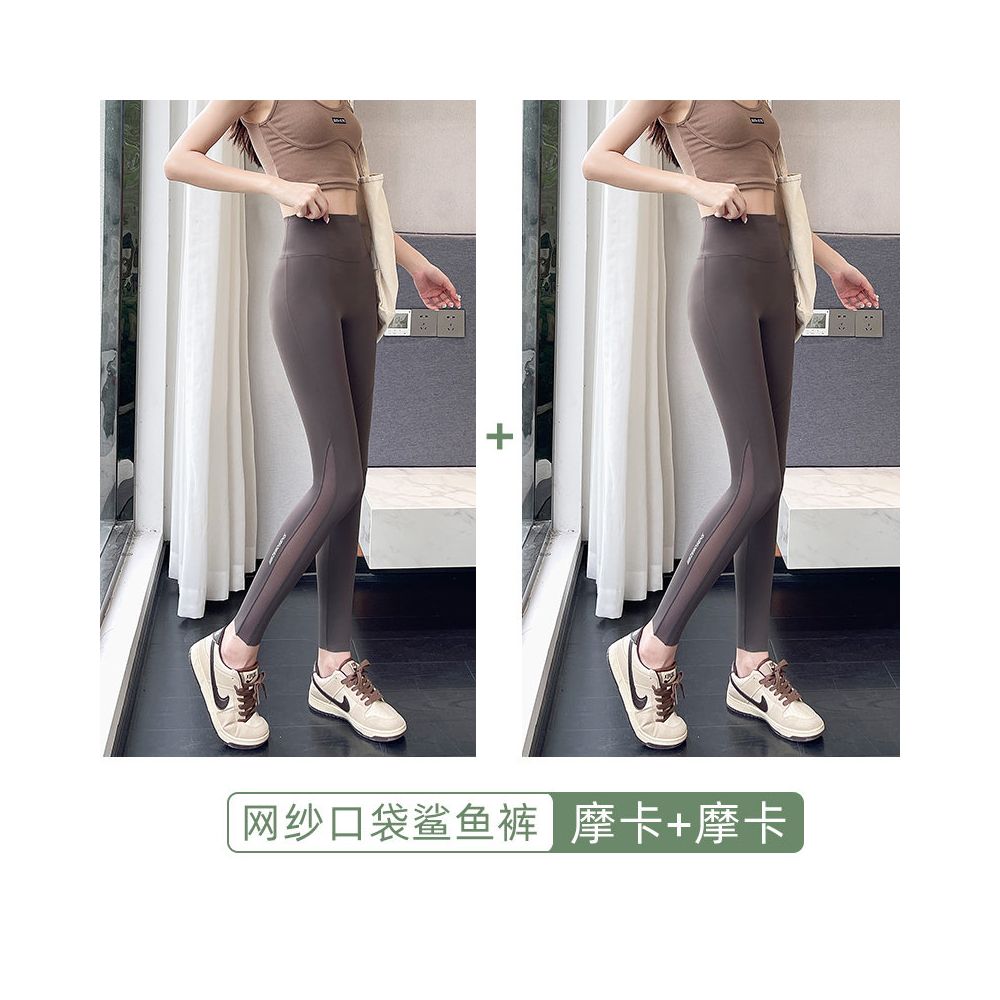 Shark pants  summer thin women s outerwear pocket mesh abdominal tightening and hip lifting yoga new comparison cycling inner pants