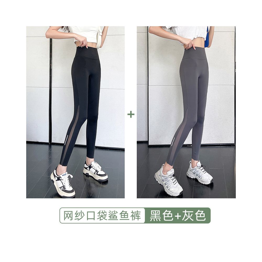Shark pants  summer thin women s outerwear pocket mesh abdominal tightening and hip lifting yoga new comparison cycling inner pants