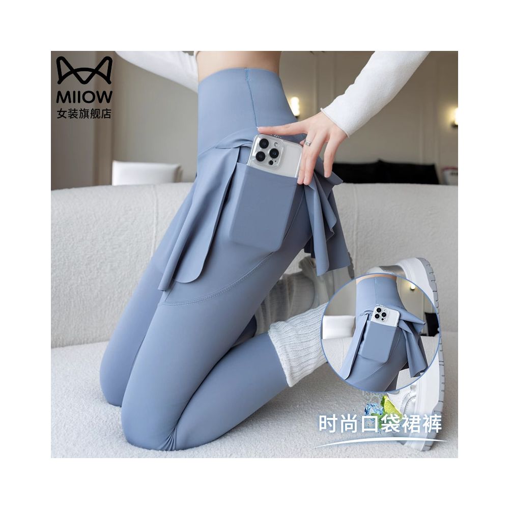 Cat Man Shark Pants Fake Two Piece Sports Pants Women s High Waist Anti Hiking Running Fitness Badminton Pants Yoga Pants Skirt image 1