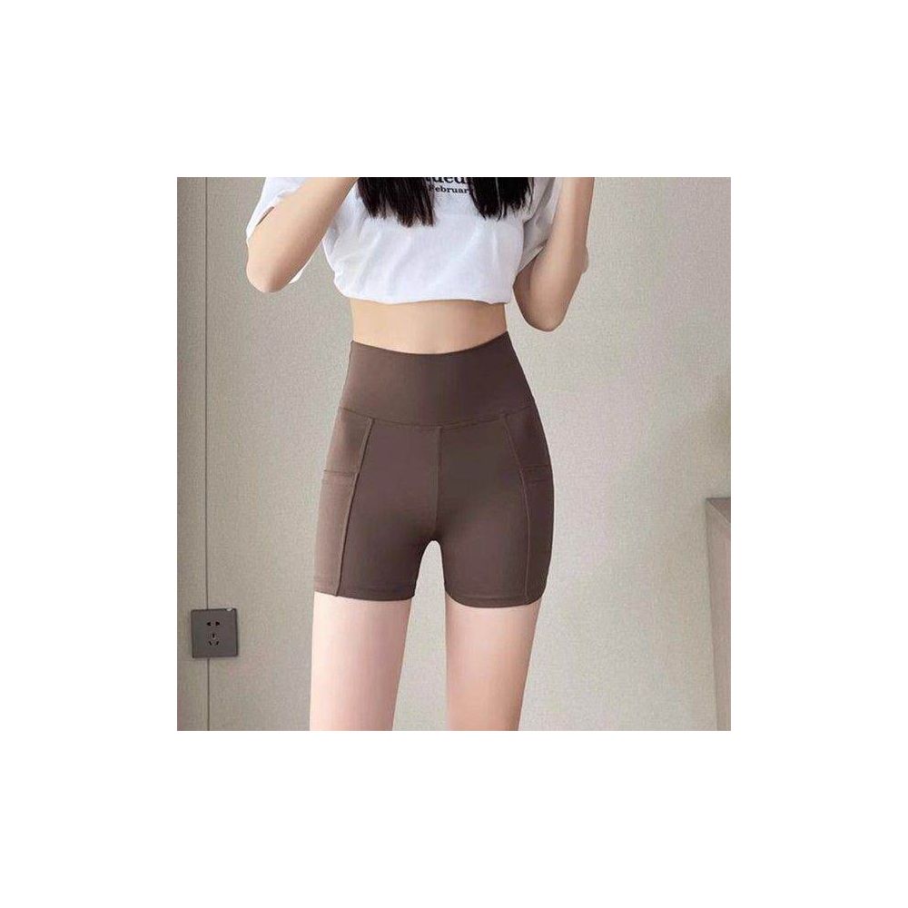 New pocket shark leggings for women anti glare three quarter high waist safety pants compression fit slimming yoga shorts image 3