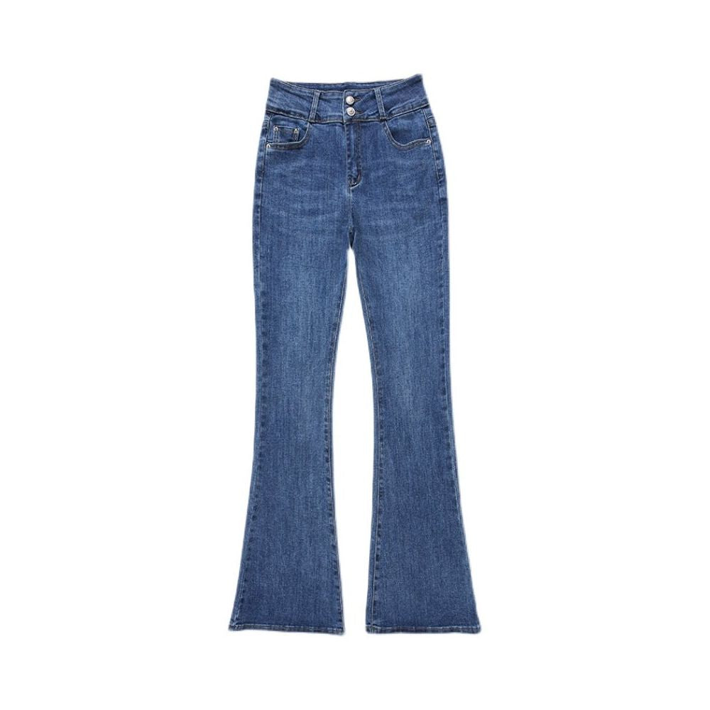 Micro flared jeans for women with short stature high waist slimming effect cropped pants Spring and Autumn 2025 new versatile elastic flared pants image 5