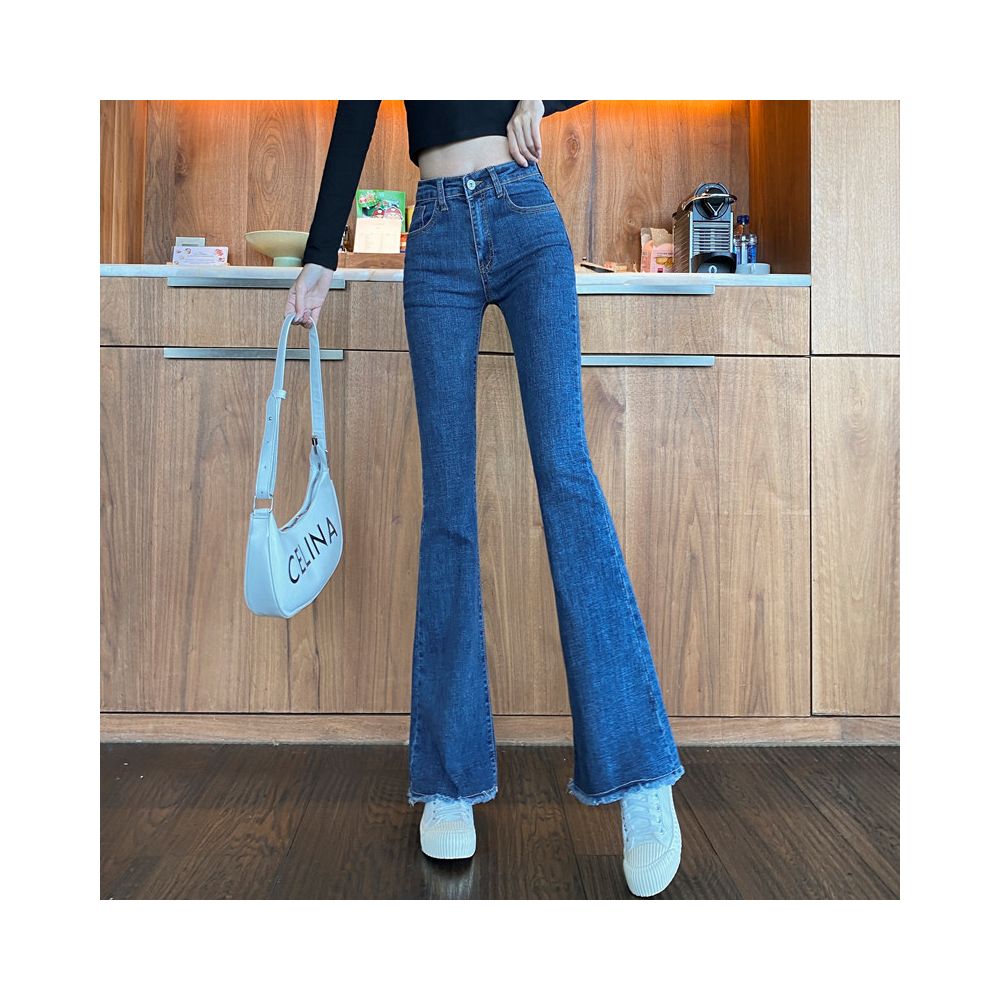 Micro flared jeans for women with short stature high waist slimming effect cropped pants Spring and Autumn 2025 new versatile elastic flared pants