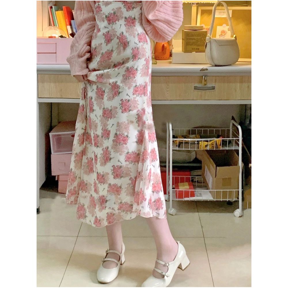 Elegant and pure sweet camisole long dress set for women summer plus size chubby sister slimming dress sun protection shirt two piece set image 1