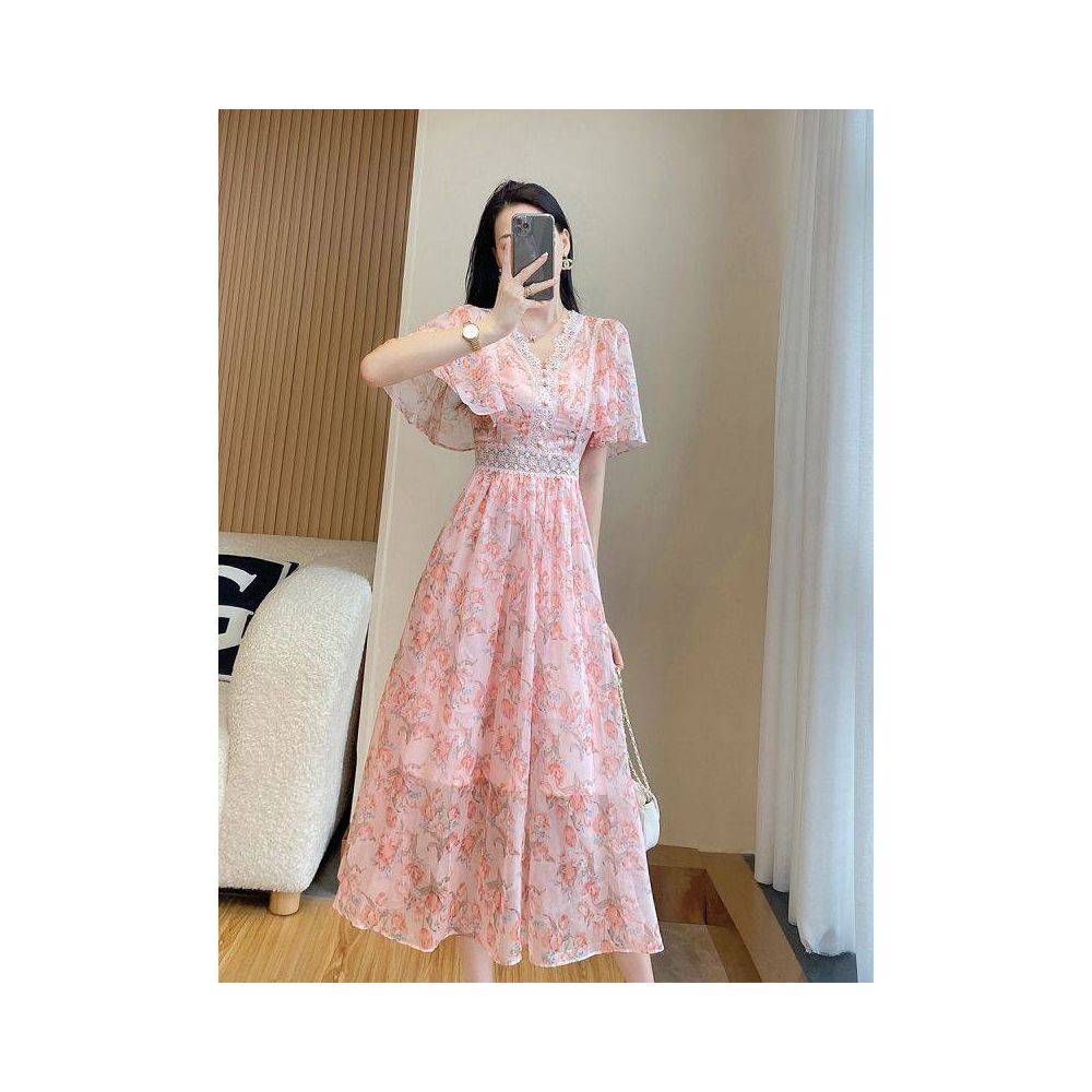 2025 New Summer Floral Print Dress for Women Sophisticated Youthful Elegant and Chic Perfect for Beach Vacations image 0