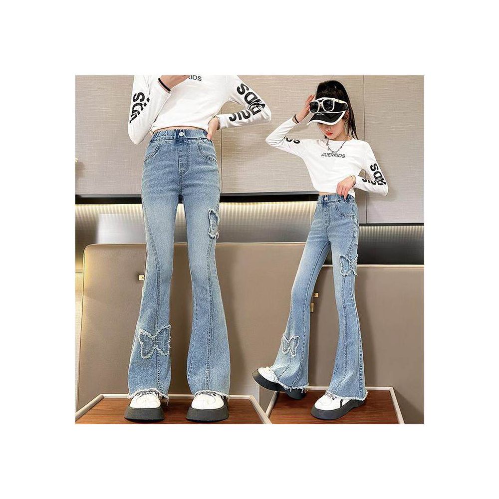 Girls jeans 2025 new spring and autumn style children s stretch pants for medium and large girls flared pants image 4