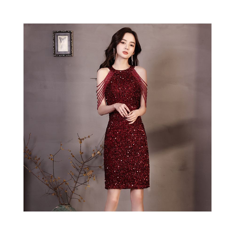 2025 New Style Gold Evening Gown for Women High End Light Luxury Niche Sophisticated Elegant for Banquets and Hostess Sparkling Mermaid Dress