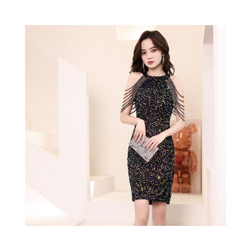 2025 New Style Gold Evening Gown for Women High End Light Luxury Niche Sophisticated Elegant for Banquets and Hostess Sparkling Mermaid Dress