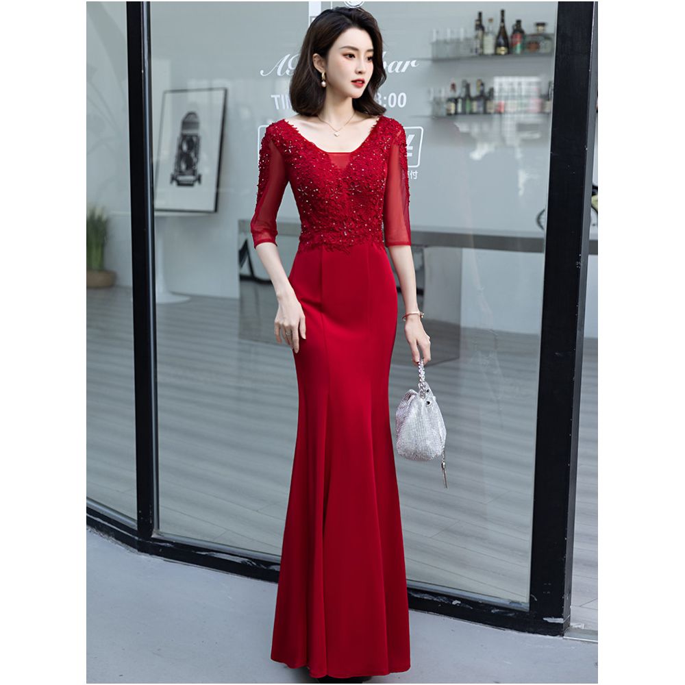 2026 New Style Mermaid Evening Gown for Mothers in Law High End Luxury Wedding Dress for Mothers in Law Youthful and Sophisticated image 2