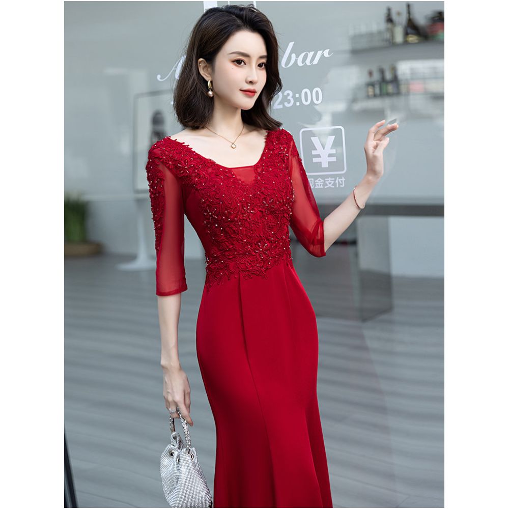 2026 New Style Mermaid Evening Gown for Mothers in Law High End Luxury Wedding Dress for Mothers in Law Youthful and Sophisticated image 3