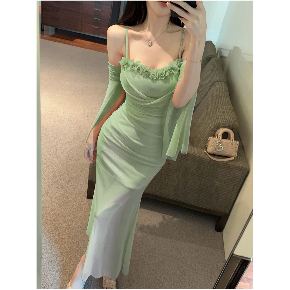 French style sexy off shoulder halter dress stylish nightclub dress with a fitted waist image 0