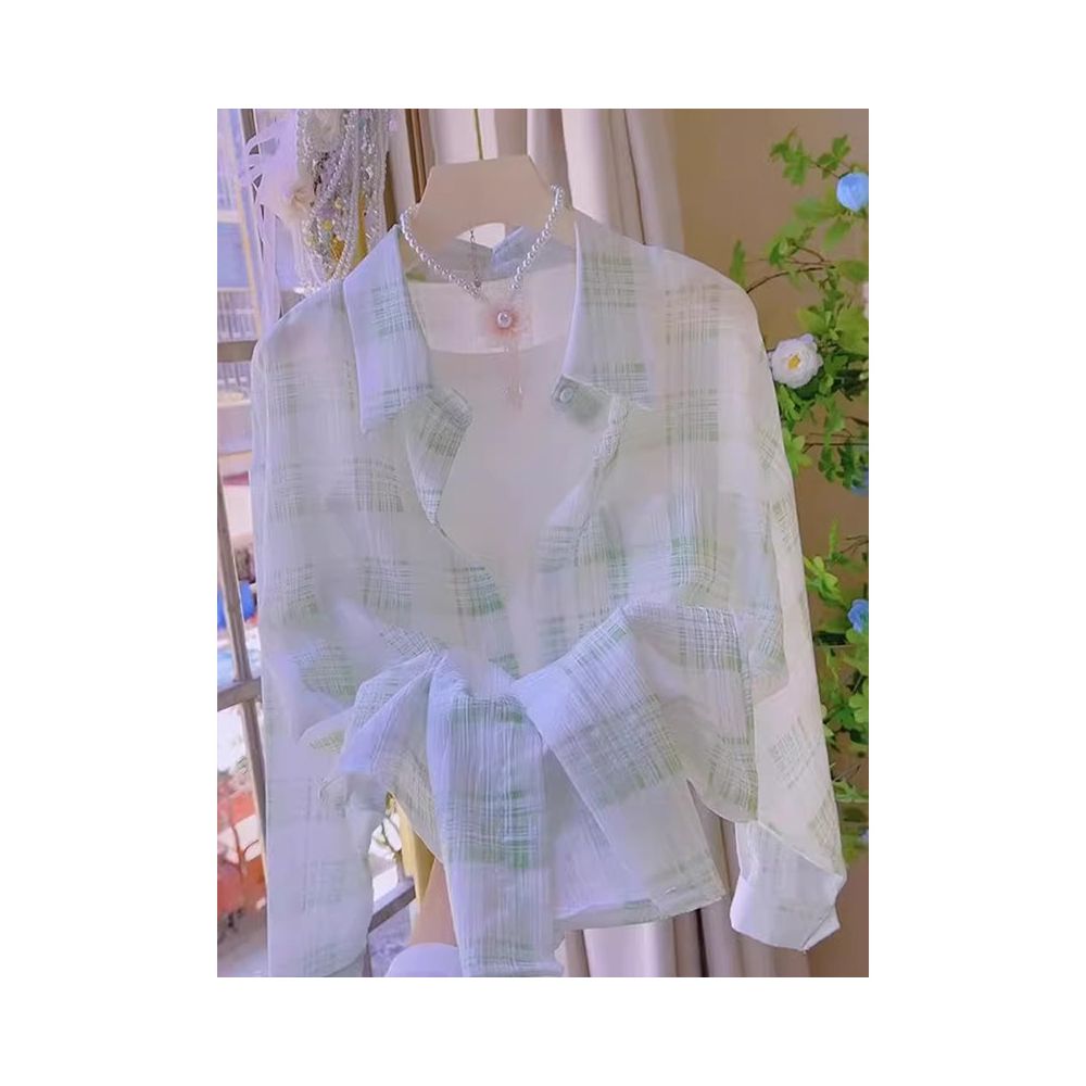 Women s 2025 New Style Hot Selling Pink Plaid Shirt Fashionable Lightweight and Breathable Long Sleeve Sun Protection Jacket image 0