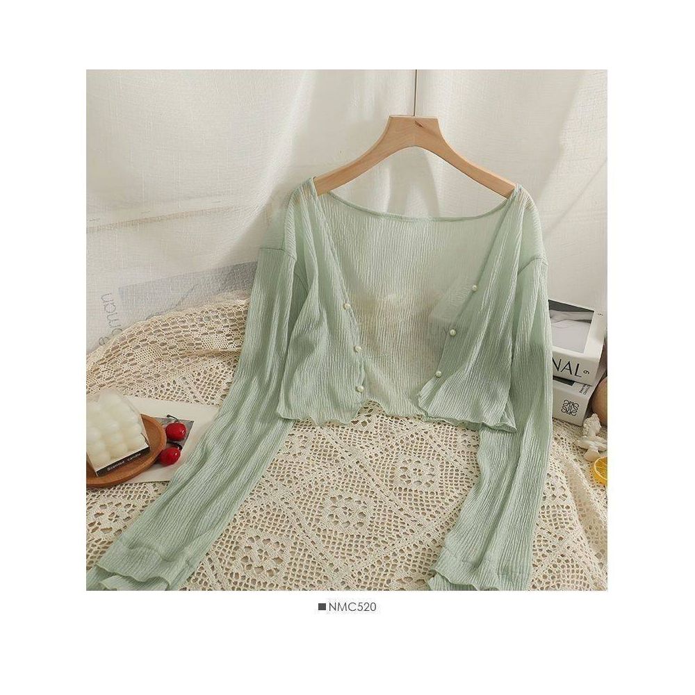 Chiffon Ice Silk Sunscreen Cardigan for Women New Summer Style Breathable Thin Versatile Stylish and Youthful