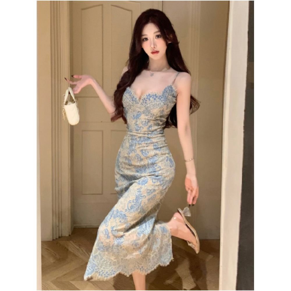 Lace crochet sexy slip dress elegant and stylish high waisted and figure flattering a popular midi dress image 3