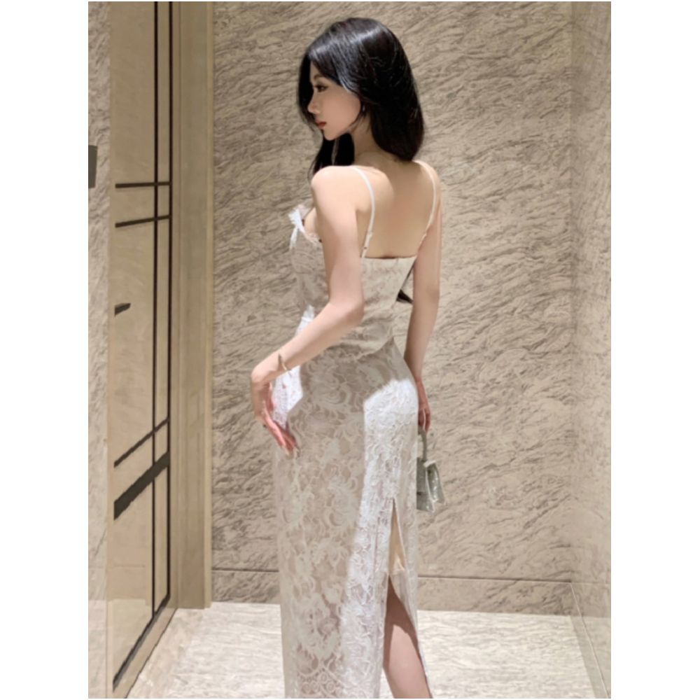 Lace crochet sexy slip dress elegant and stylish high waisted and figure flattering a popular midi dress image 4